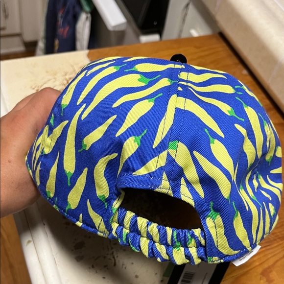 Kate Spade Blue Cap with Yellow Chili Pattern NWT - Picture 4 of 6